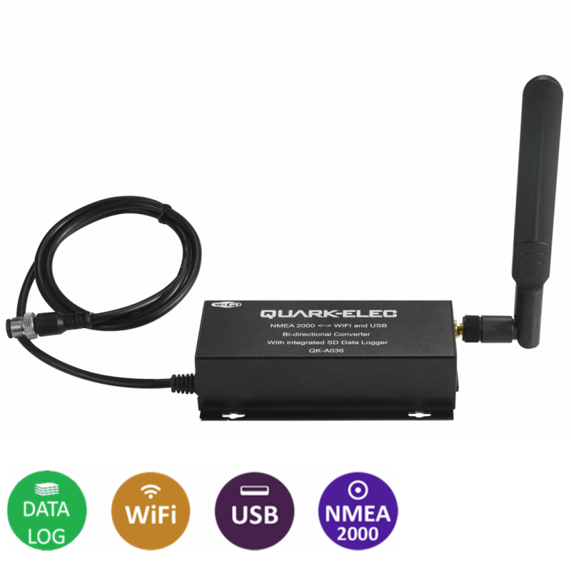 Quark-Elec A036 NMEA2000 Wifi/USB converter bi-dir met Vaartuig Data Recorder