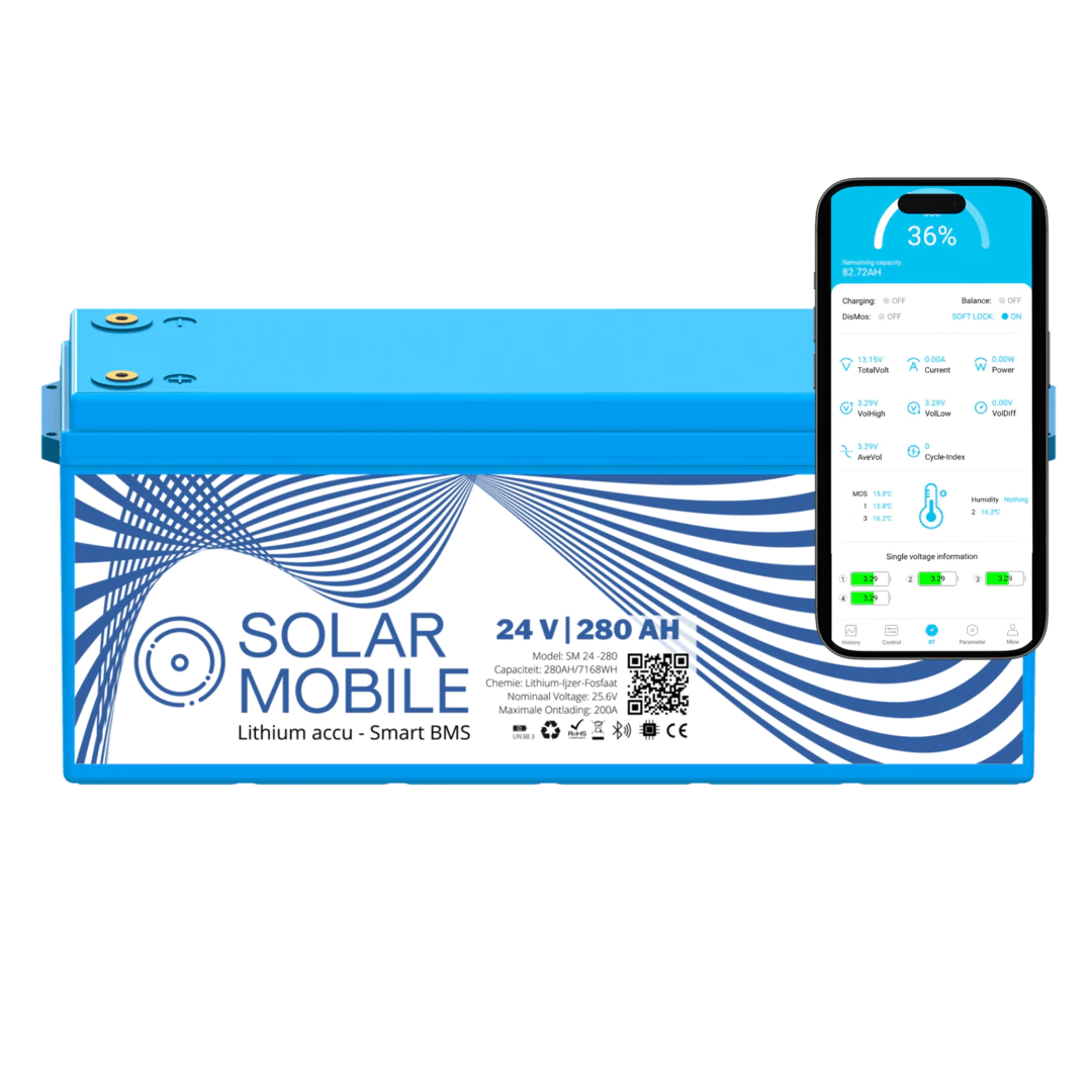 Solar Mobile Lithium accu 24v 280Ah + CANBUS