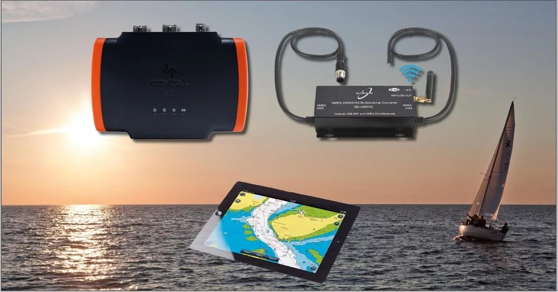 EmTrak B953 5w Transponder AIS + splitter e convertitore A32 WiFi NMEA2000