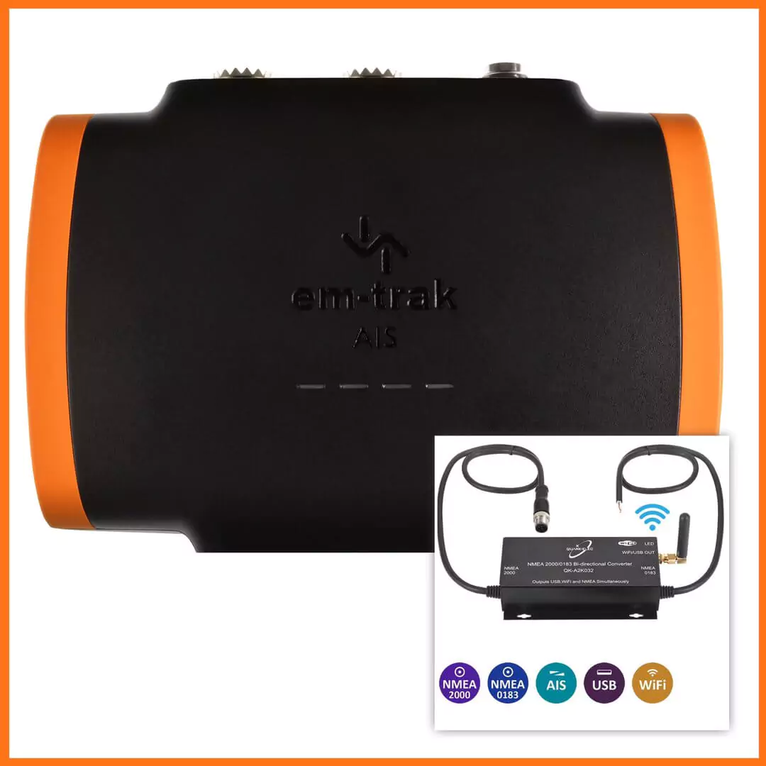 Carte nautiche App Deal: EmTrak B923 Transponder AIS + splitter e A032 Convertitore WiFi NMEA2000