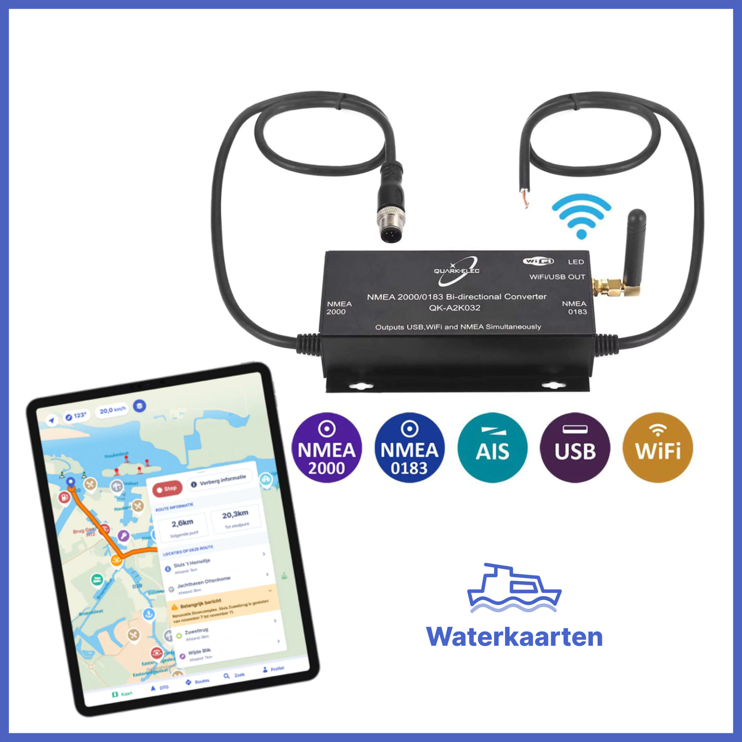 Waterkaarten App Deal: A032 NMEA 2000/0183 module WiFi